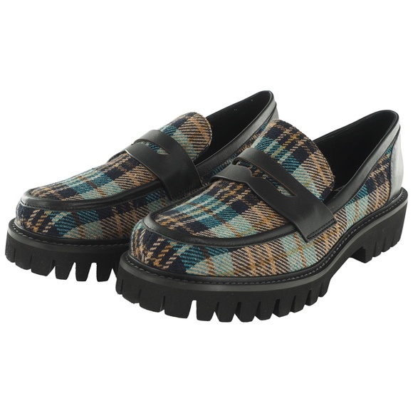 Bibi Lou Dylan Plaid Penny Loafers - Picture 1 of 10